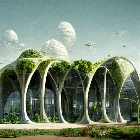 Ecological city design futuristic sci-fi setting imagined using AI powered Midjourney Green ...