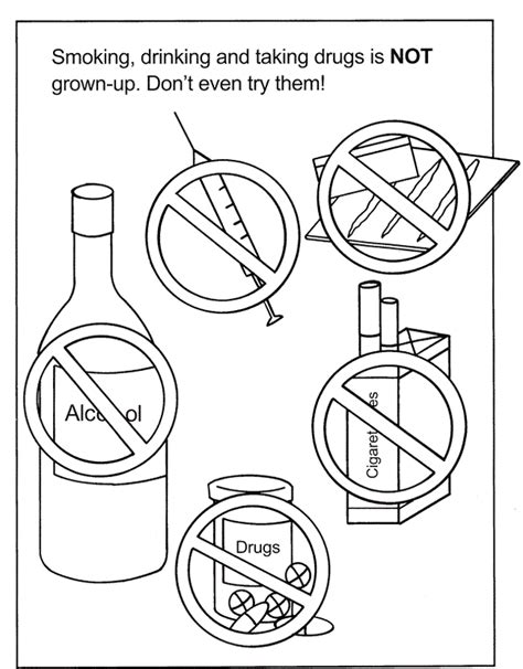 Drug Free Coloring Pictures to Raise Awareness about Care for your Body - Coloring Pages