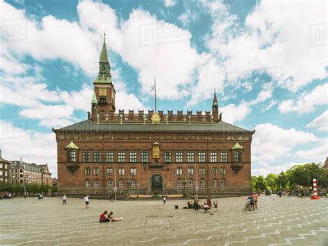 Copenhagen City Hall in summer with blue sky and clouds, Copenhagen, Denmark, Europe - Stock ...