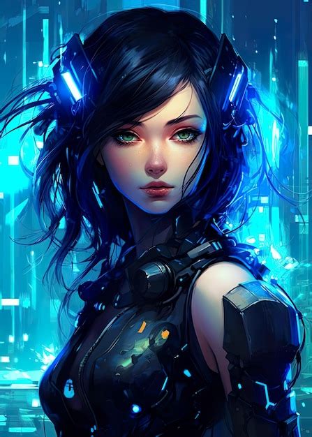 Premium AI Image | Future cyberpunk anime girl