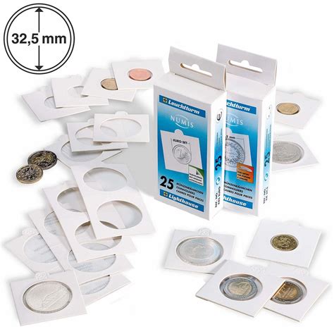 25 High Quality Self Adhesive 2x2 Coin Flips Holders 32.5mm For US Half ...