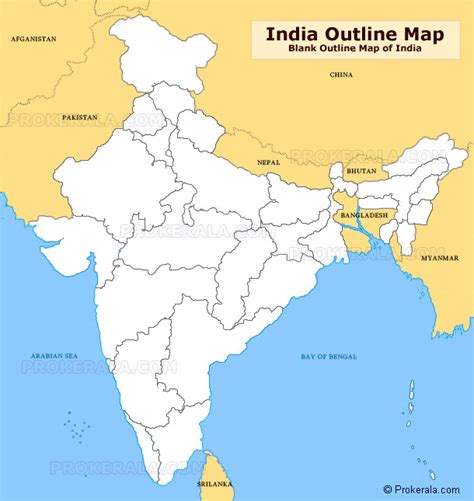 India Outline Map | Outline Map of India | Blank India Map Outline with ...