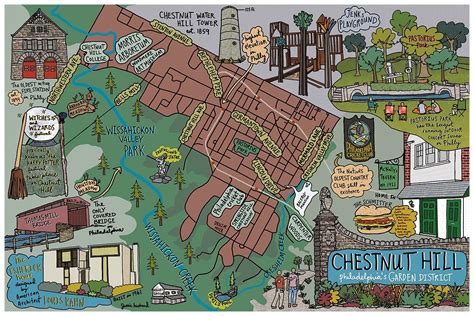 Map of Chestnut Hill Philadelphia Philly Neighborhood Map - Etsy