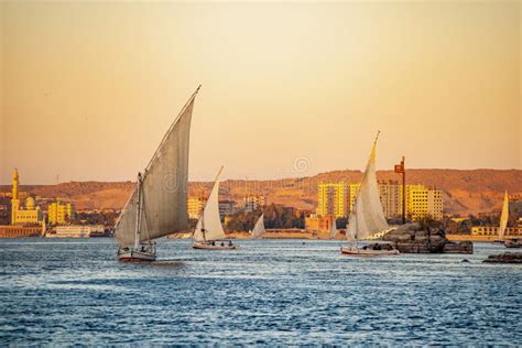 Sunset on the Nile River, Egypt. Stock Image - Image of pharaoh, dusk ...