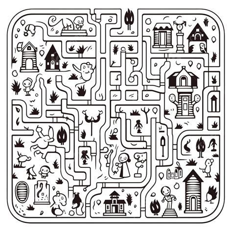 Black And White Maze Game For Kids, Help A Cute Vampire Find Path To The Coffin, Halloween ...