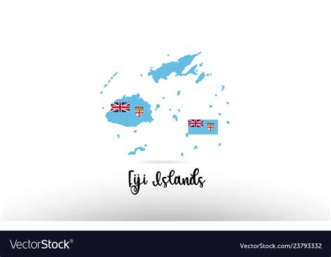 Fiji islands country flag inside map contour Vector Image