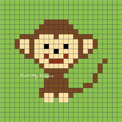 Crochet C2C Monkey Grid Graph 25x25 / Corner-to-corner Monkey Pixel ...