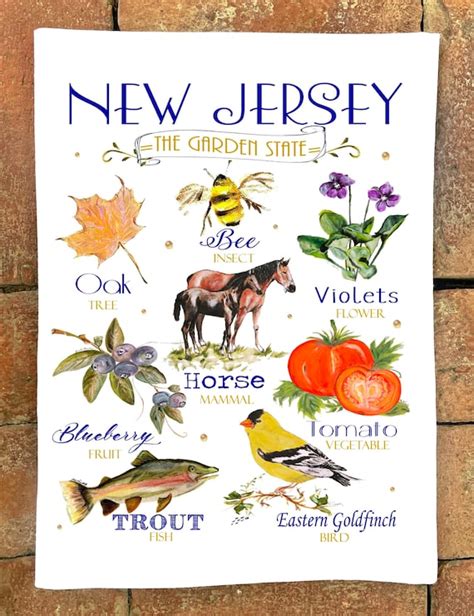 New Jersey State Symbols Design 0144 Flour Sack Kitchen - Etsy