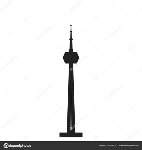 CN tower icon. Silhouette vector illustration. Architecture concept. Tourism map concept. Urban ...