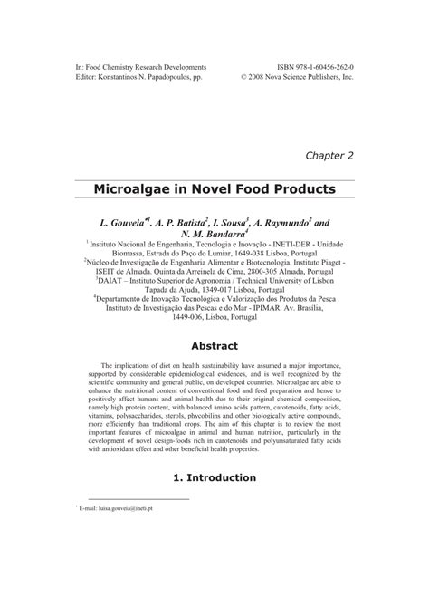 (PDF) Microalgae in novel food products