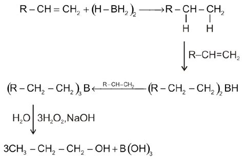 5. The alkene R CHdouble bondCH2 reacts readily with B2H6 and the product on oxidation with ...