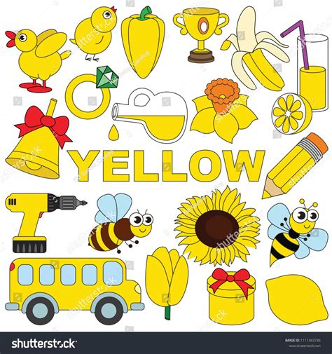 Yellow Objects Color Elements Set