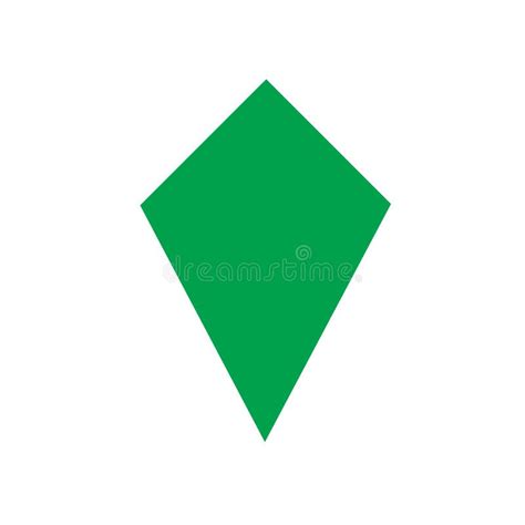 Green Kite Basic Simple Shapes Isolated on White Background, Geometric ...