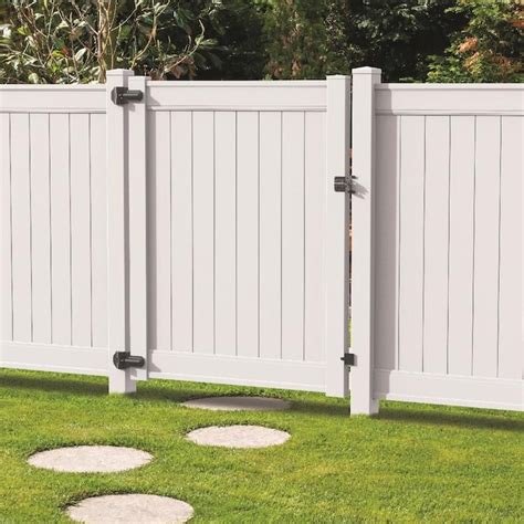 Freedom Emblem 6-ft H x 5-ft W White Vinyl Flat-Top Fence Gate in the Vinyl Fence Gates ...