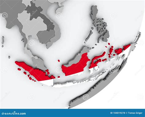 Flag of Indonesia on map stock illustration. Illustration of indonesian - 104019278