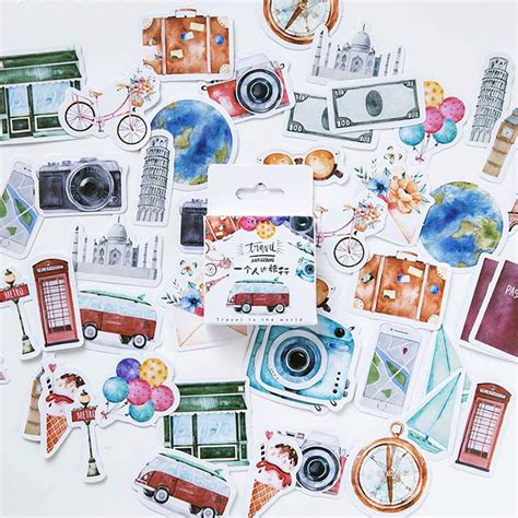 Buy Mini Size Scrapbook Stickers, 45pcs Doraking DIY Decoration Travel Stickers Life Set for ...