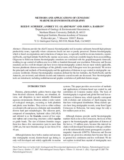 (PDF) Methods and Applications of Cenozoic Marine Diatom Biostratigraphy | Reed Scherer ...