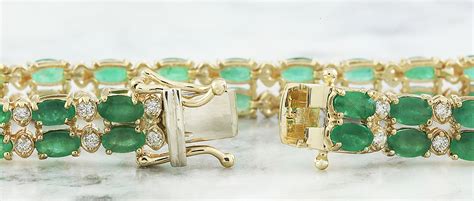 Emerald and Diamond Bracelet in 14k Yellow Gold - Etsy