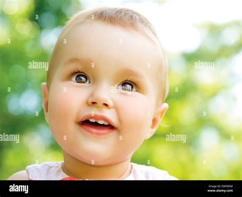 Little Baby Girl Portrait outdoor. Child over nature background Stock ...