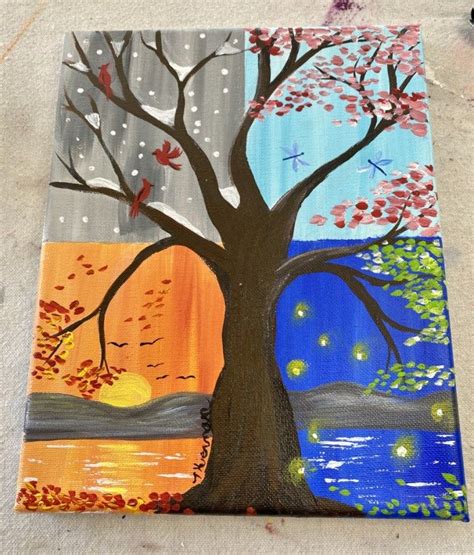 How To Paint A Four Seasons Tree - Salvador Acrylic Paint Kit | Trees art drawing, Seasons art ...