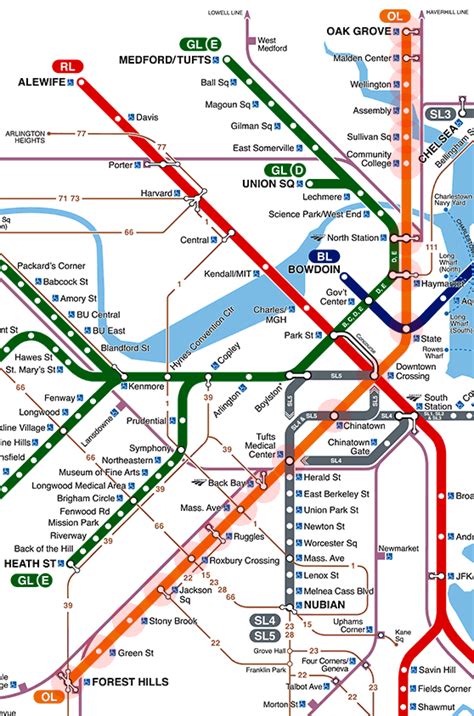 Orange Line map - Boston subway