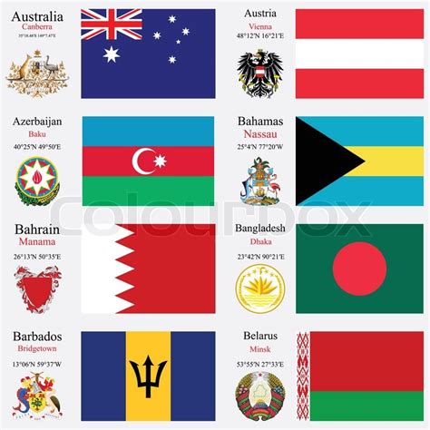 World flags of Australia, Austria, ... | Stock vector | Colourbox