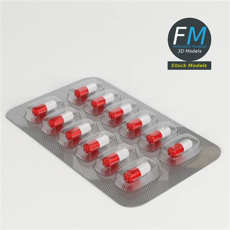 Capsules in blister pack 3D model | CGTrader