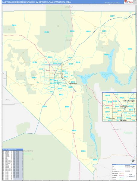 Las Vegas-Henderson-Paradise, NV Metro Area Wall Map Basic Style by ...