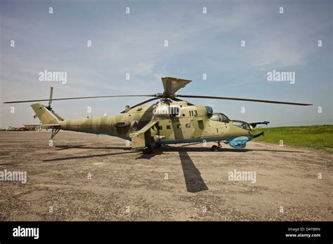 An Mi-35 attack helicopter operated by the Afghan National Army Air ...