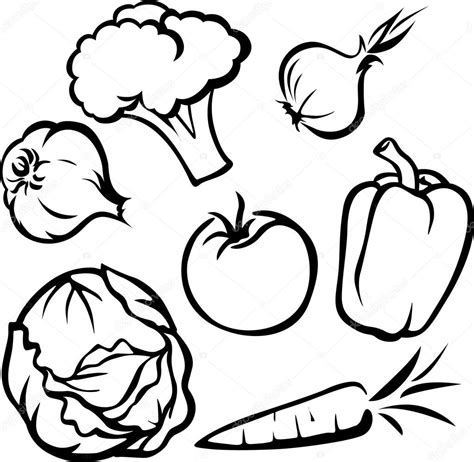 Vegetable illustration - black outline — Stock Vector © hanaschwarz ...