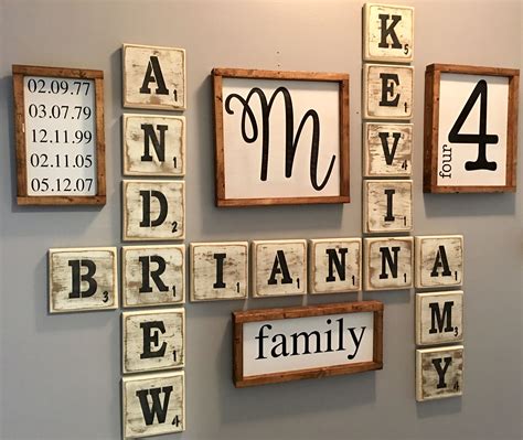 Farmhouse scrabble wall decor | Scrabble wall art, Family wall art, Scrabble wall decor