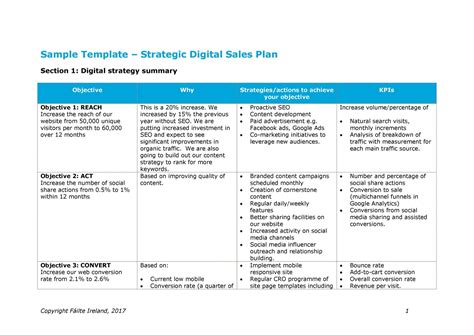 Get Our Example of Key Account Sales Plan Template | Sales strategy ...