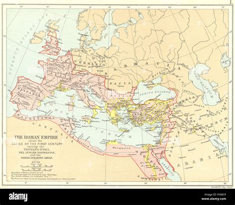 1ST CENTURY ROMAN EMPIRE: Shows St Paul's Travels & Jewish Dispersion, 1897 map Stock Photo - Alamy