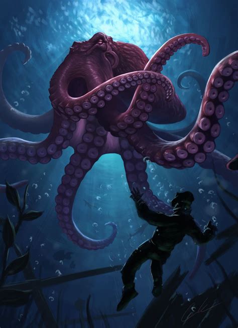 Kraken, Fioruccio Cascino on ArtStation at https://www.artstation.com/artwork/gJ83Ox | Sea ...