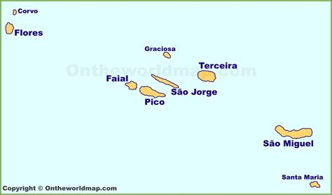 Azores Islands Map - Ontheworldmap.com