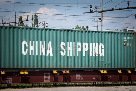 Logo of China Shipping Group on a Container on a Freight Train ...