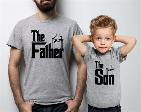 The godfather style The father and The son sport grey t-shirts set . Father and son set. by ...