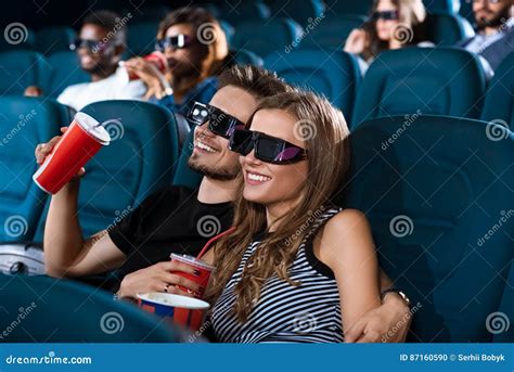 Young Happy Couple Having a Date at the Cinema Stock Photo - Image of film, drama: 87160590