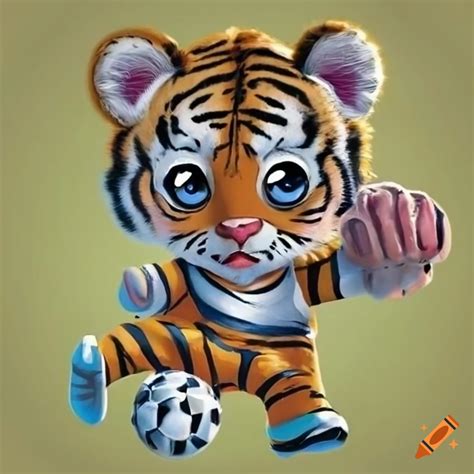 Baby tiger with a football on Craiyon