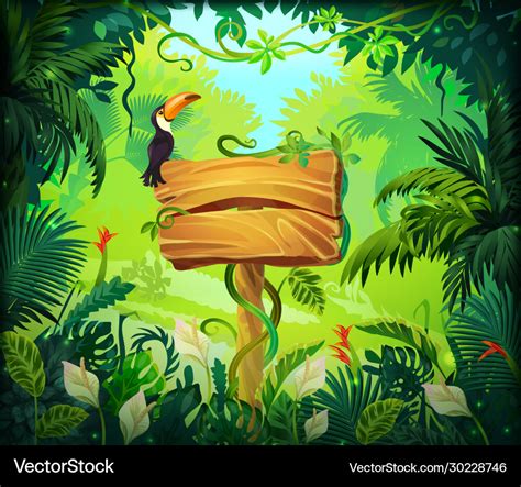 Cartoon jungle background tropical forest nature Vector Image