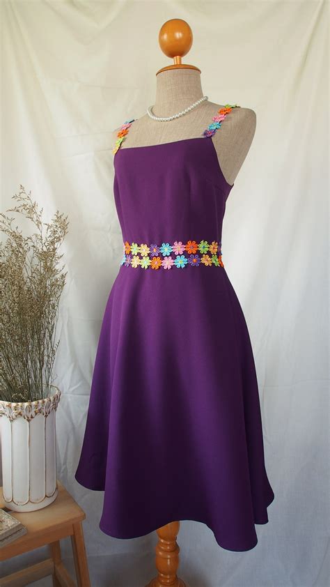 Purple Prom Dress Eggplant Party Dress Vintage Summer Retro Lace Shoulder Straps Violet Clothing ...