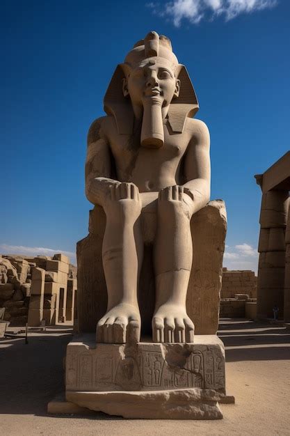 Premium AI Image | A statue of a sphinx sits in front of a blue sky.