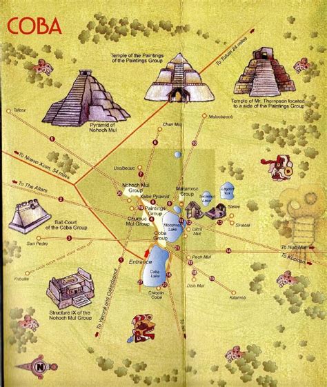 Coba Mayan Ruins Tourist Map | Mayan cities, Coba mexico, Maya civilization