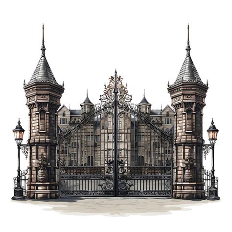 Premium AI Image | Isolated of Swing Gate With Castle Battlement Design Consisting of a Dou 3D ...