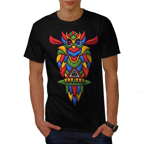 Wellcoda Colorful Owl Mens T-shirt, Fashion Art Graphic Design Printed ...