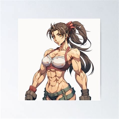 "realistic anime muscular girl athletic body with abs" Poster for Sale by sammgdesign | Redbubble