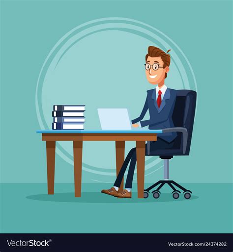 Businessman banker cartoon Royalty Free Vector Image