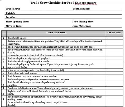 Trade Show Checklist Template | Checklist template, Business template, Checklist