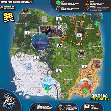 Fortnite Cheat Sheet Map for Season 8, Week 1 Challenges - Fortnite Insider