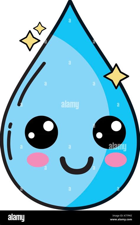 Kawaii cute feliz gota de agua Imagen Vector de stock - Alamy